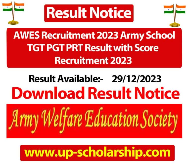 AWES Recruitment 2023 Army School TGT PGT PRT Result with Score Recruitment 2023