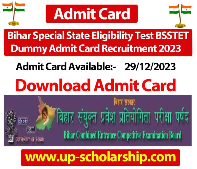 Bihar Special State Eligibility Test BSSTET Dummy Admit Card Recruitment 2023