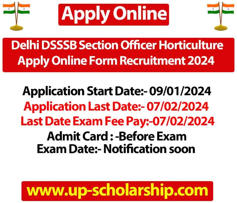 Delhi DSSSB Section Officer Horticulture Apply Online Form Recruitment 2024