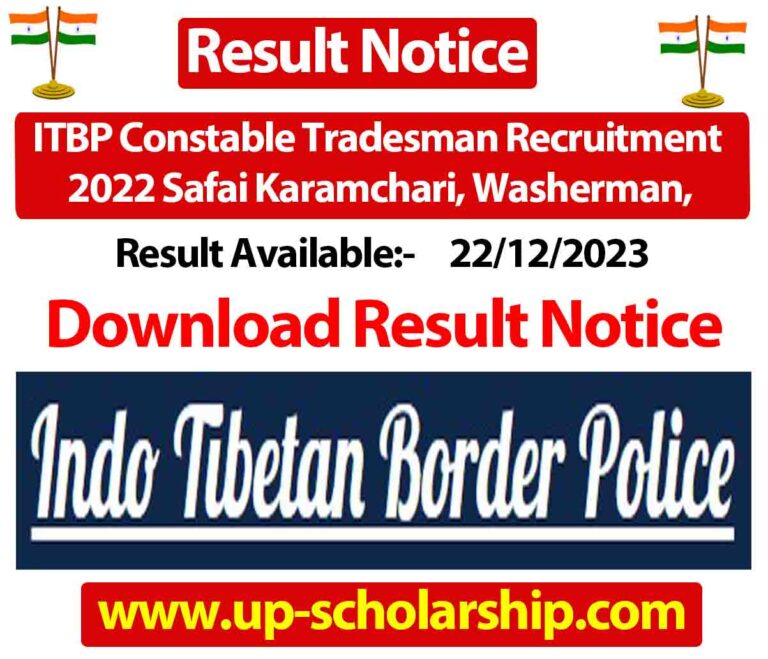 ITBP Constable Tradesman Recruitment 2022 Safai Karamchari, Washerman, Other Post Final Result 2023