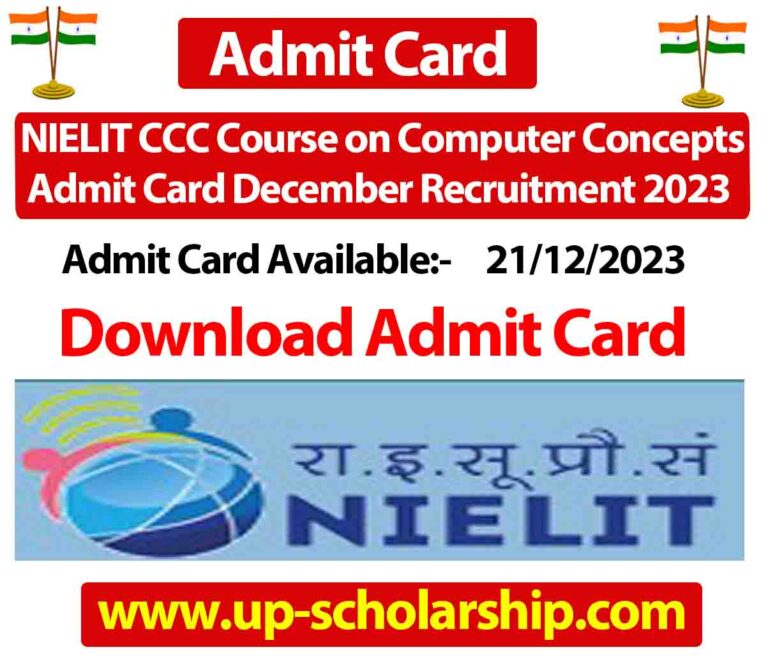 NIELIT CCC Course on Computer Concepts Admit Card December Recruitment 2023