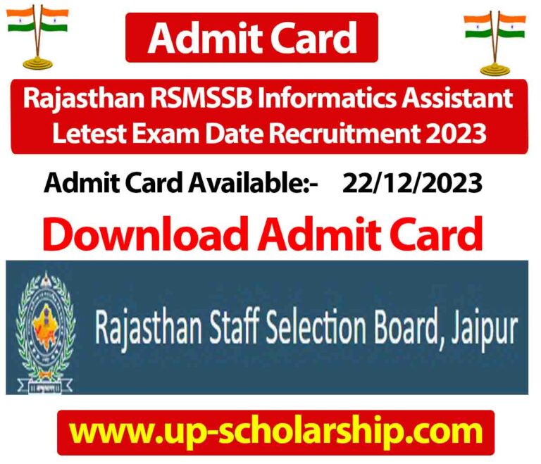 Rajasthan RSMSSB Informatics Assistant Letest Exam Date Recruitment 2023