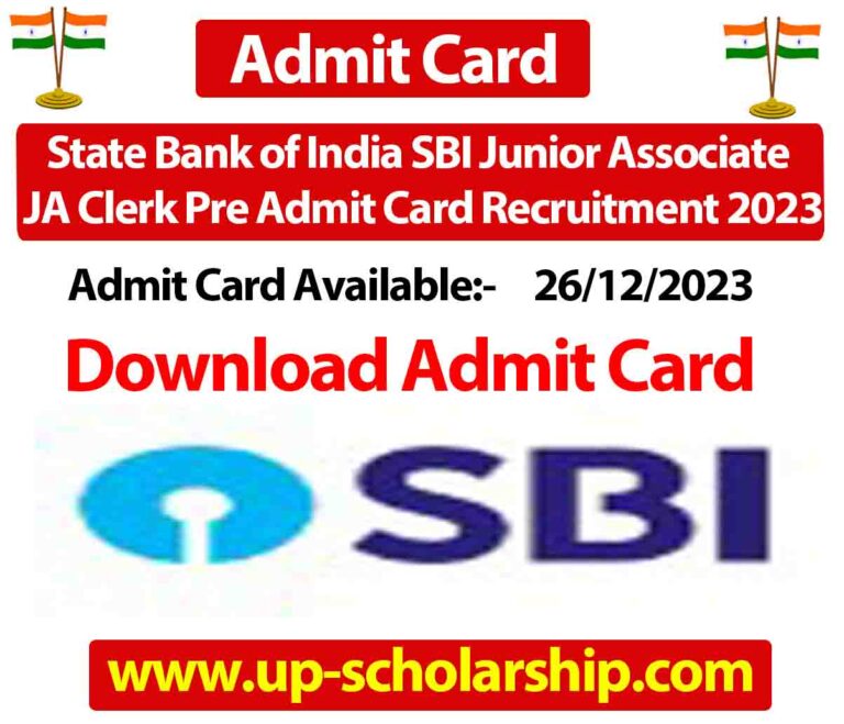 State Bank of India SBI Junior Associate JA Clerk Pre Admit Card Recruitment 2023