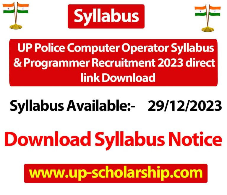 UP Police Computer Operator Syllabus & Programmer Recruitment 2023 direct link Download