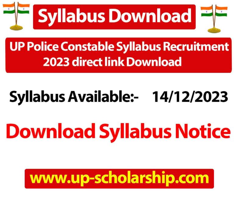 UP Police Constable Syllabus Recruitment 2023 direct link Download