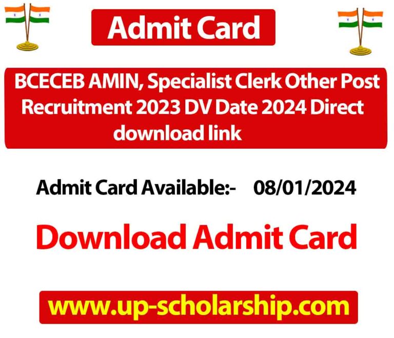 BCECEB AMIN, Specialist Clerk Other Post Recruitment 2023 DV Date 2024 Direct download link