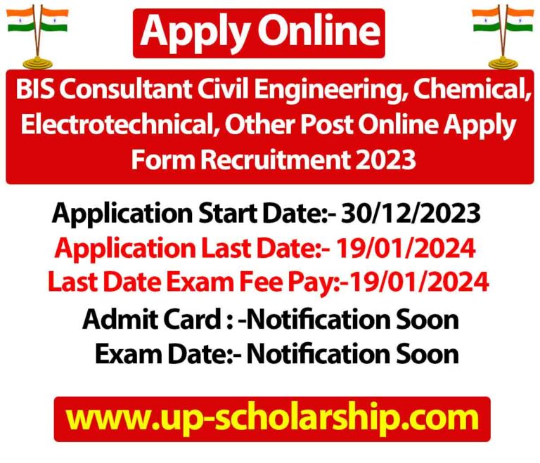 BIS Consultant Civil Engineering, Chemical, Electrotechnical, Other Post Online Apply Form Recruitment 2023
