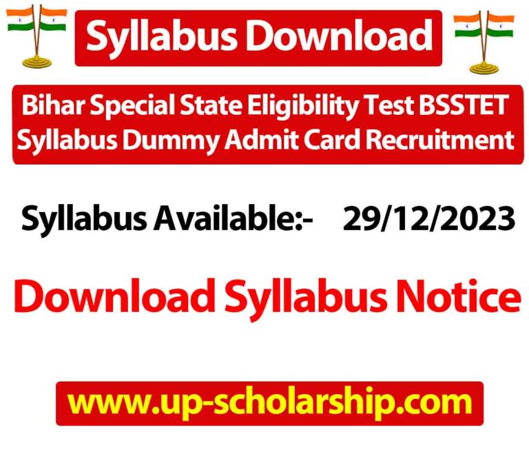 Bihar Special State Eligibility Test BSSTET Syllabus Dummy Admit Card Recruitment 2023 direct download link