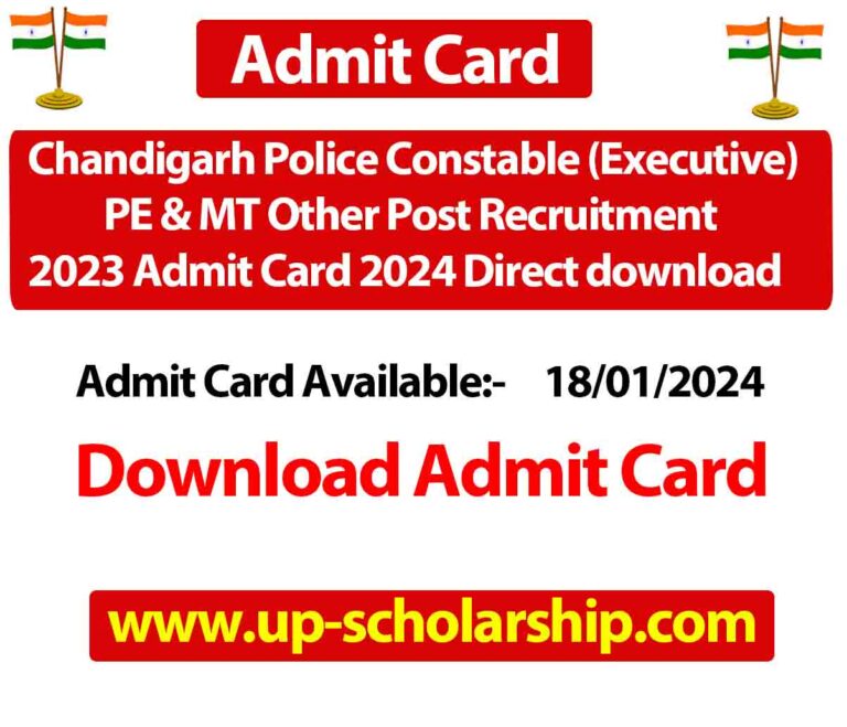 Chandigarh Police Constable (Executive) 2023 PE & MT Other Post Recruitment 2023
