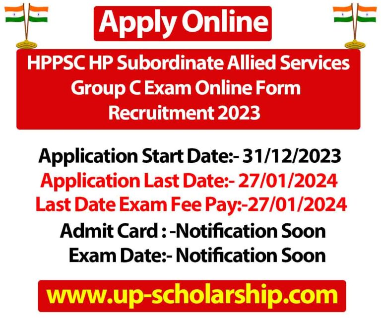 HPPSC HP Subordinate Allied Services Group C Exam Online Form Recruitment 2023