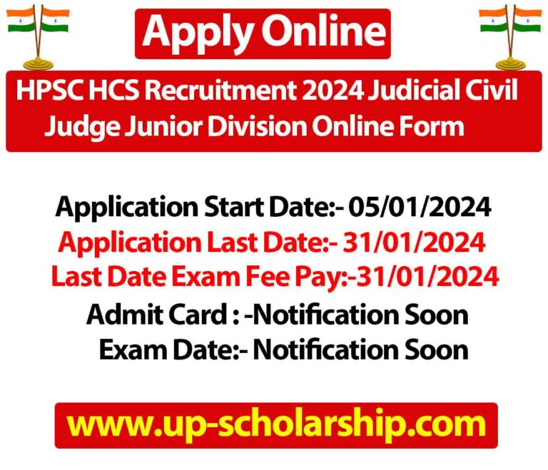 HPSC HCS Recruitment 2024 Judicial Civil Judge Junior Division Online Form