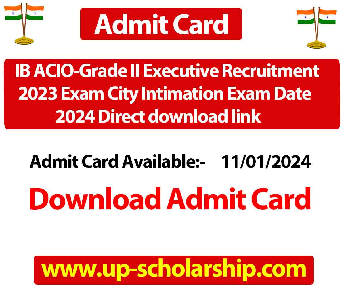 IB ACIOGrade II Executive Recruitment 2023 Exam City Intimation Exam