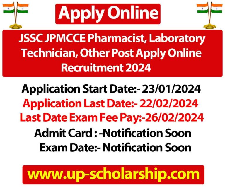 JSSC JPMCCE Pharmacist, Laboratory Technician, Other Post Apply Online Recruitment 2024