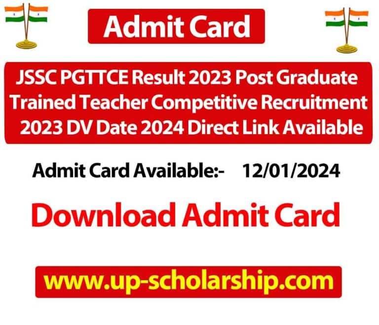 JSSC PGTTCE Result 2023 Post Graduate Trained Teacher Competitive Recruitment 2023 DV Date 2024 Direct Link Available