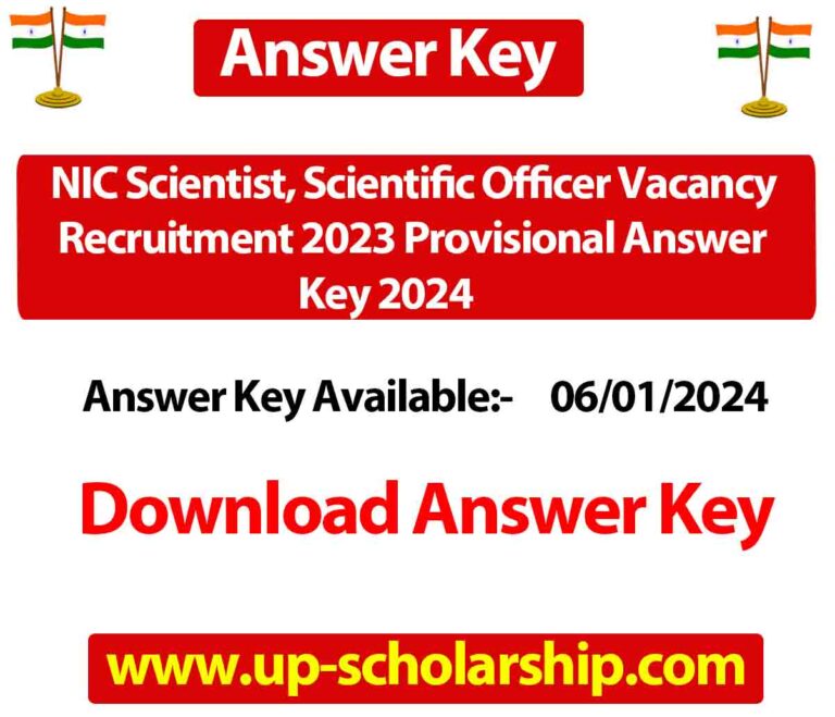 NIC Scientist, Scientific Officer Vacancy Recruitment 2023 Provisional Answer Key 2024
