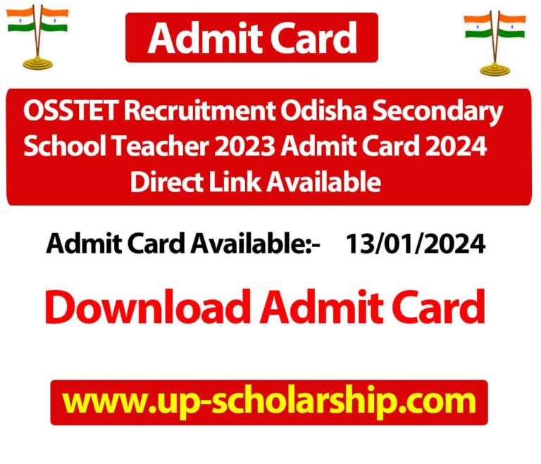 OSSTET Recruitment Odisha Secondary School Teacher 2023 Admit Card 2024 Direct Link Available