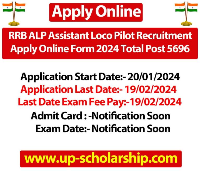 RRB ALP Assistant Loco Pilot Recruitment Apply Online Form 2024 Total Post 5696