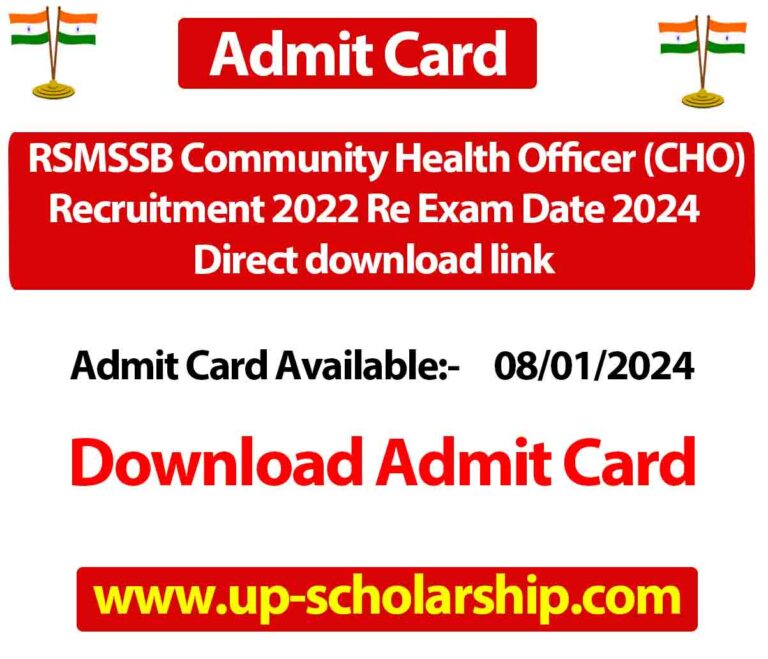 RSMSSB Community Health Officer (CHO) Recruitment 2022 Re Exam Date 2024 Direct download link