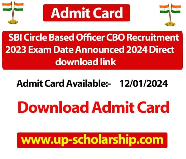 SBI Circle Based Officer CBO Recruitment 2023 Exam Date Announced 2024 Direct download link