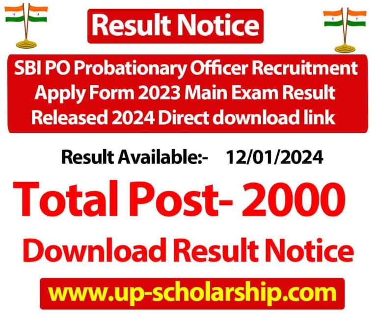 SBI PO Probationary Officer Recruitment Apply Form 2023 Main Exam Result Released 2024 Direct download link