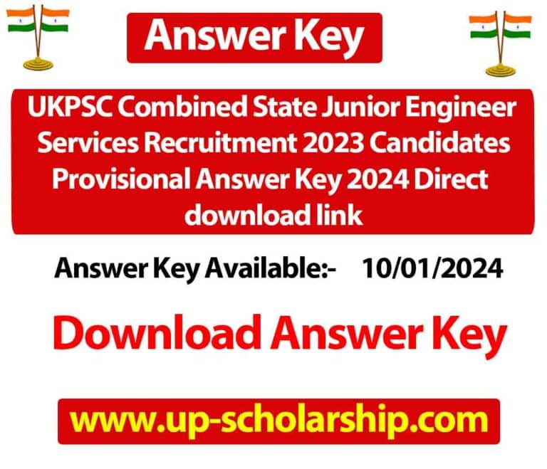 UKPSC Combined State Junior Engineer Services Recruitment 2023 Candidates Provisional Answer Key 2024 Direct download link