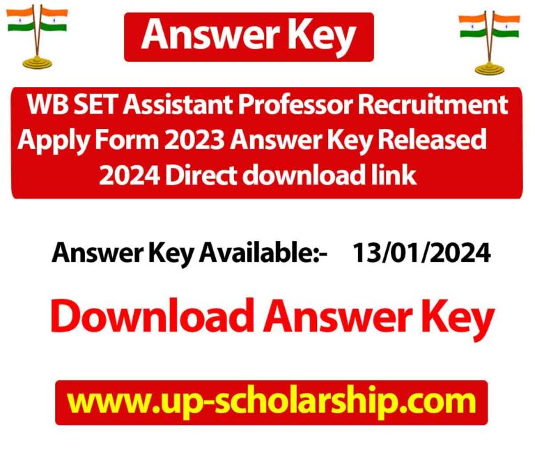 WB SET Assistant Professor Recruitment Apply Form 2023 Answer Key Released 2024 Direct download link
